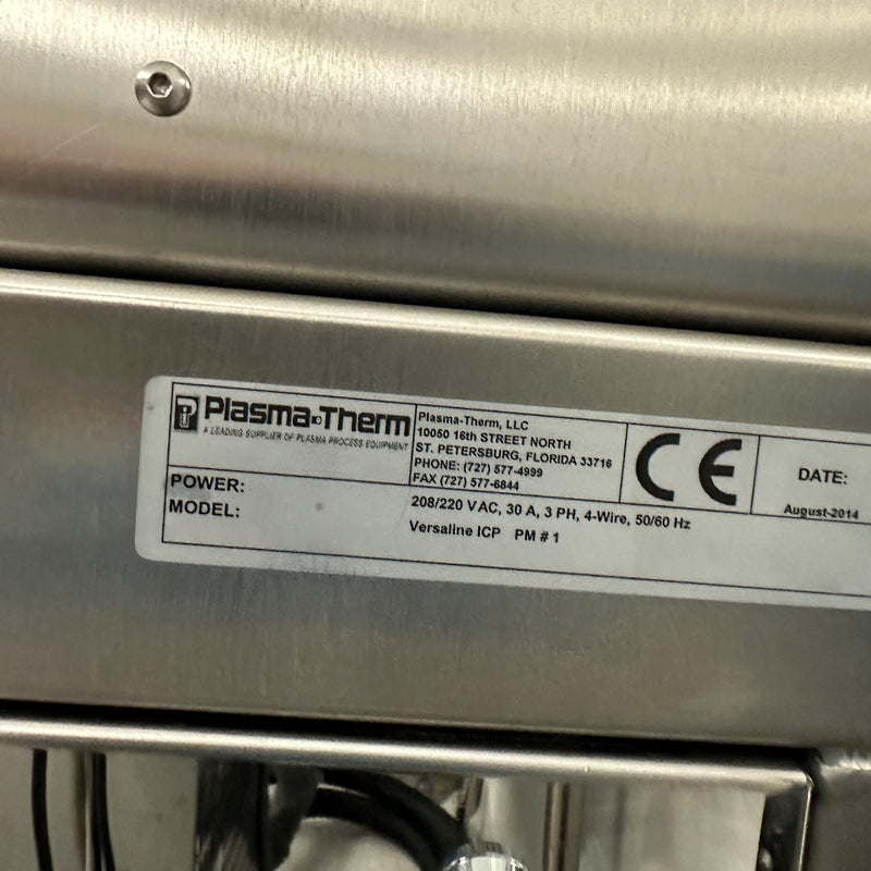 Plasmatherm Versaline ICP Deep Silicon Etcher (Inductively Coupled Plasma)