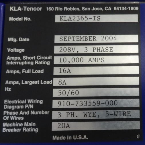 KLA 2365 UV-VIS Ultra Broadband Brightfield Patterned Wafer Inspection System