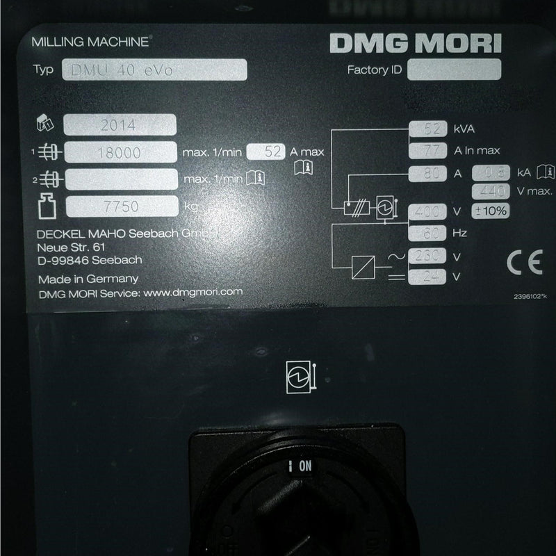 Mori Seiki DMU 40 eVo Milling Machine