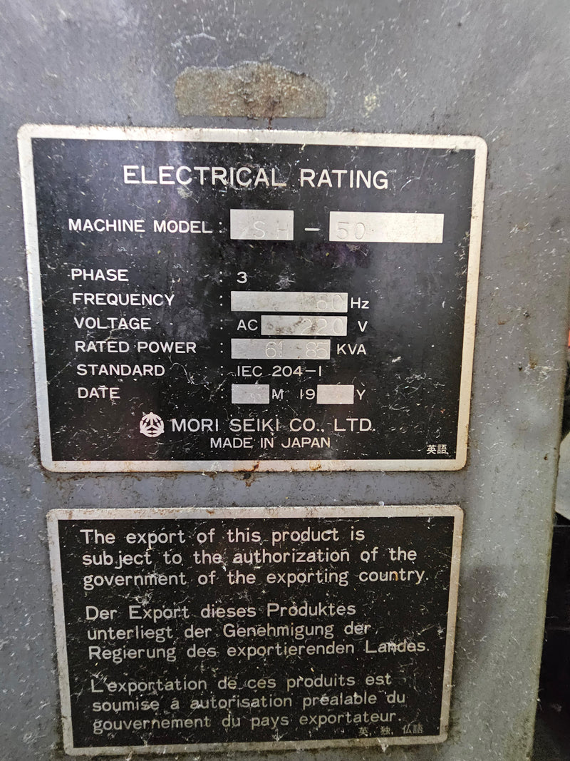 Mori Seiki SH 50 CNC Horizontal Machining Center