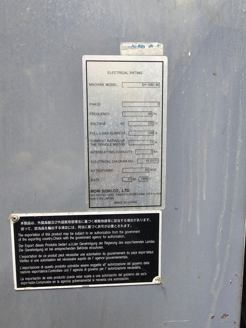 Mori Seiki SH 500 CNC Horizontal Machining Center