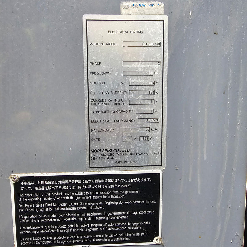 Mori Seiki SH 500 CNC Horizontal Machining Center