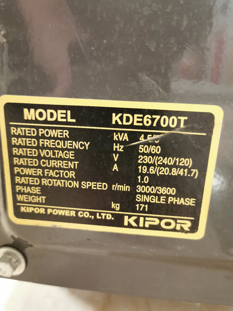 Kipor KDE 6700 T Mobile Diesel Gun