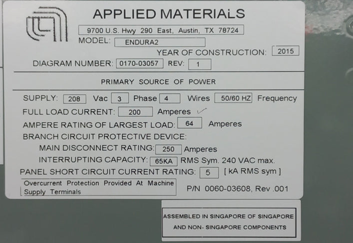 Applied Materials Endura 2 PVD (Physical Vapor Deposition)