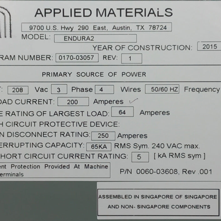 Applied Materials Endura 2 PVD (Physical Vapor Deposition)