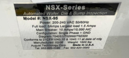 ONTO / Rudolph / August NSX 95 AVI (Auto Visual Inspection)