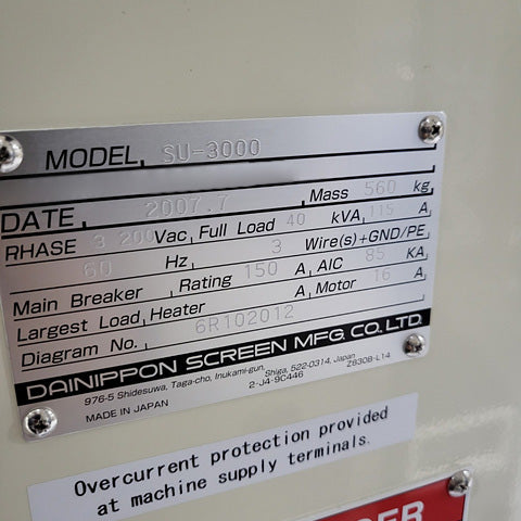 SCREEN / DNS SU 3000 Wafer Cleaner