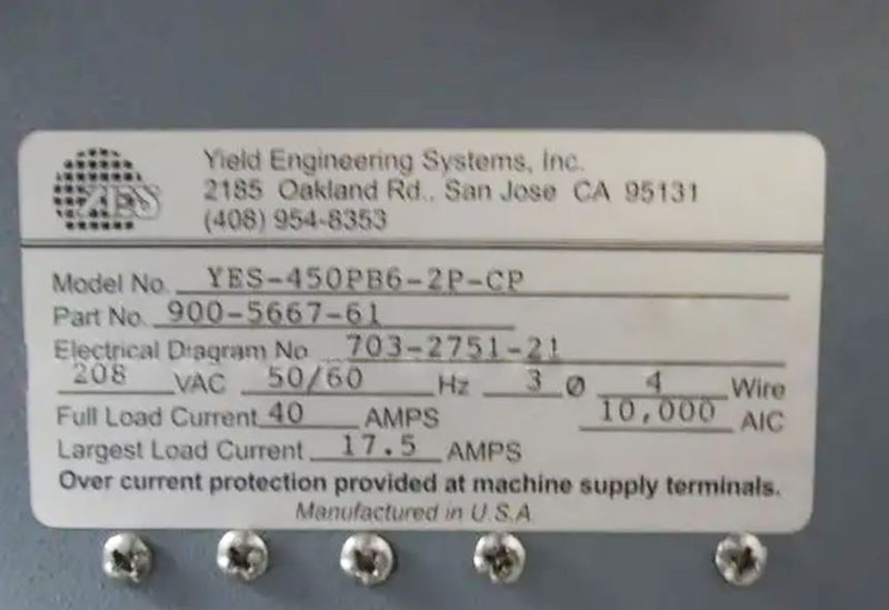 Yes 450 PB 6-2 P-CP Polyimide Bake Oven