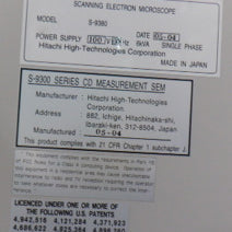 Hitachi 9380 CD-SEM (Critical Dimension Scanning Electron Microscope)