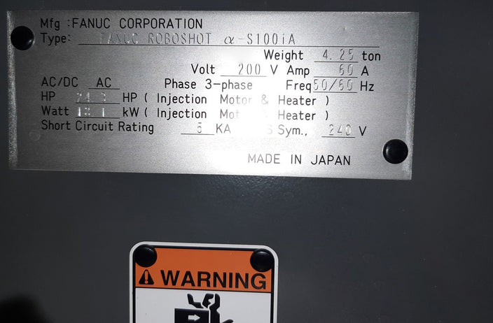 FANUC Roboshot A-S 100 iA Injection Molding Machine