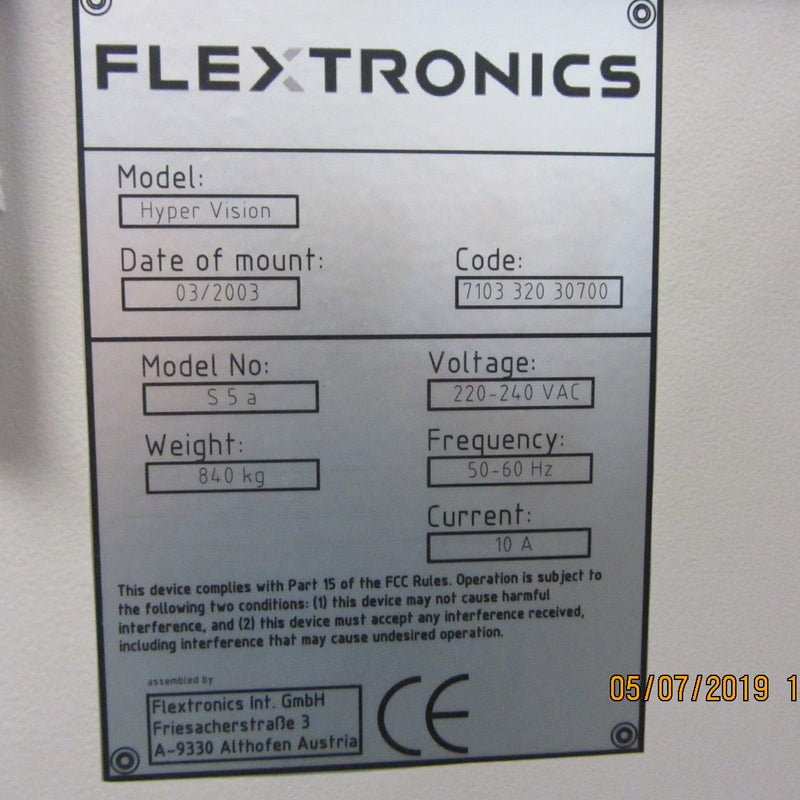 Flextronics Hyper Vision S 5 A AOI (Automated Optical Inspection)