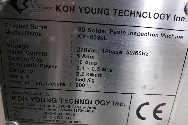 Koh Young KY 8030 L 3D Solder Paste Inspection