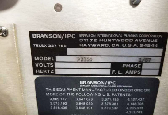 Branson P 2100 Plasma Asher