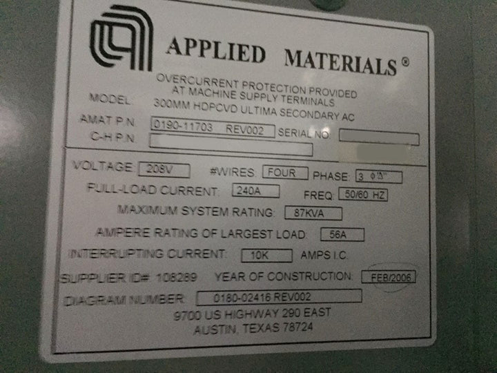 Applied Materials Ultima X HDP-CVD (High-Density Plasma - Chemical Vapor Deposition)