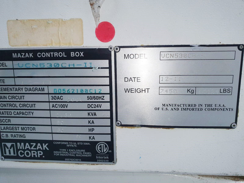 Mazak VCN 530 CH 11 CNC Vertical Machining Center