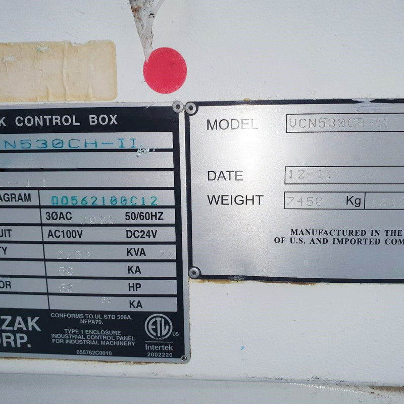 Mazak VCN 530 CH 11 CNC Vertical Machining Center