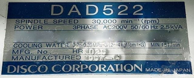 Disco DAD 522 Precision Automatic Dicing Saw