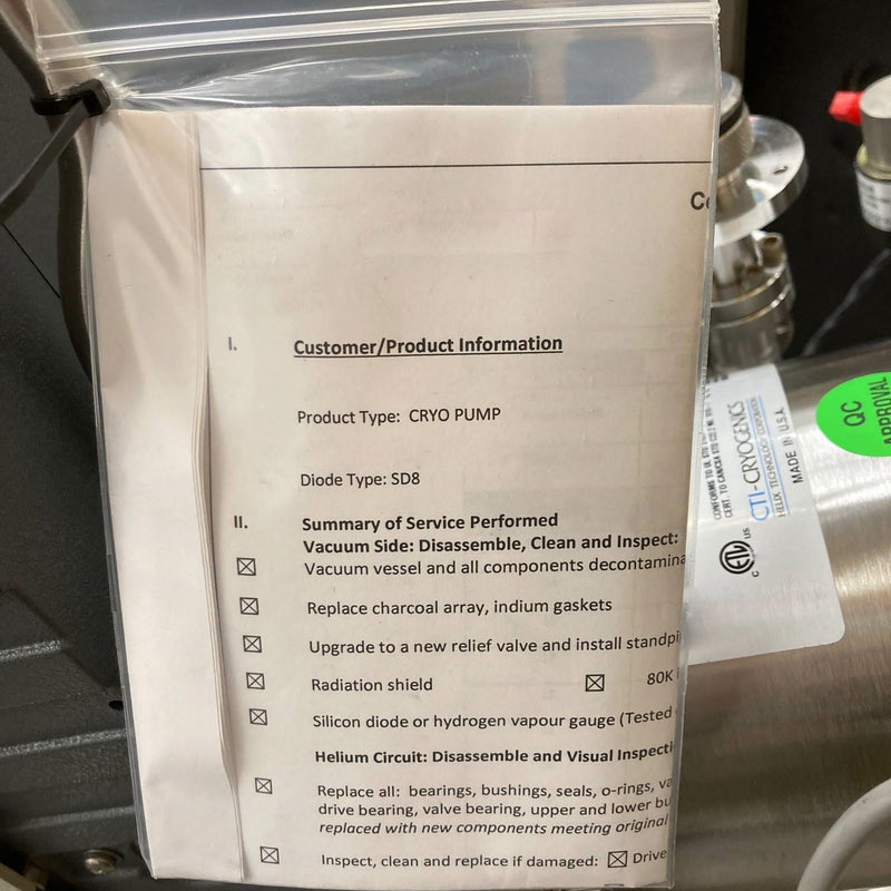 CTI On-Board 10 F Cryopump