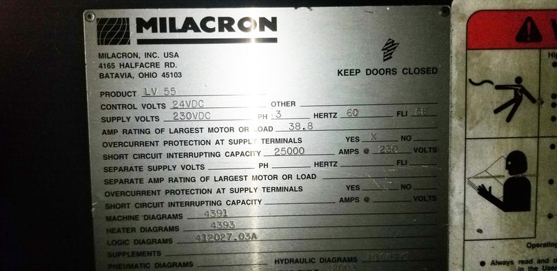 Milacron Vista Edge LV 55 Injection Molding Press