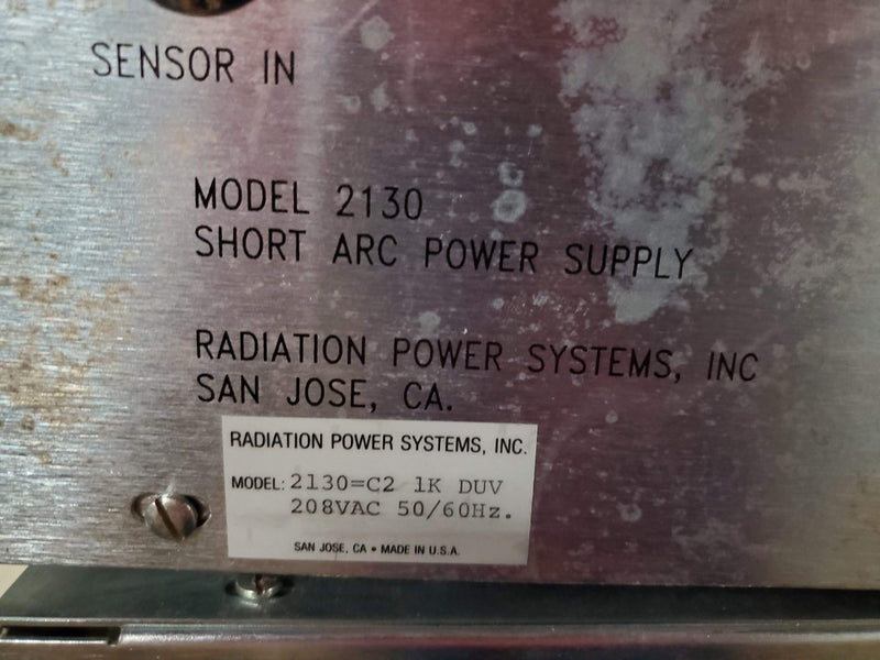 Radiation Power Systems 2130 C 2 Short Arc Power Supply