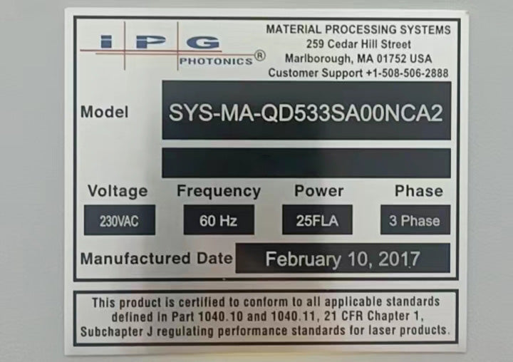 IPG Photonics SYS-MA-QD 533 SA 00 NCA 2 Multi-Axis Laser Welder