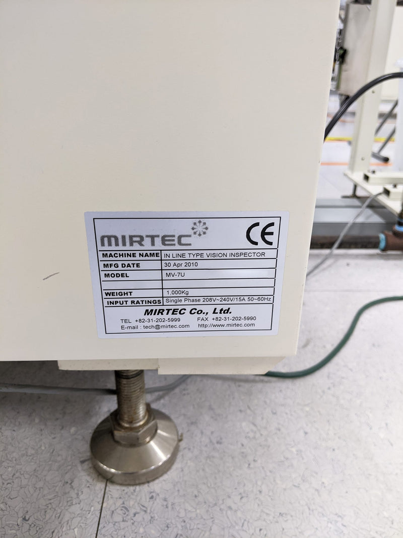 Mirtec MV 7 U In-Line Vision Inspector