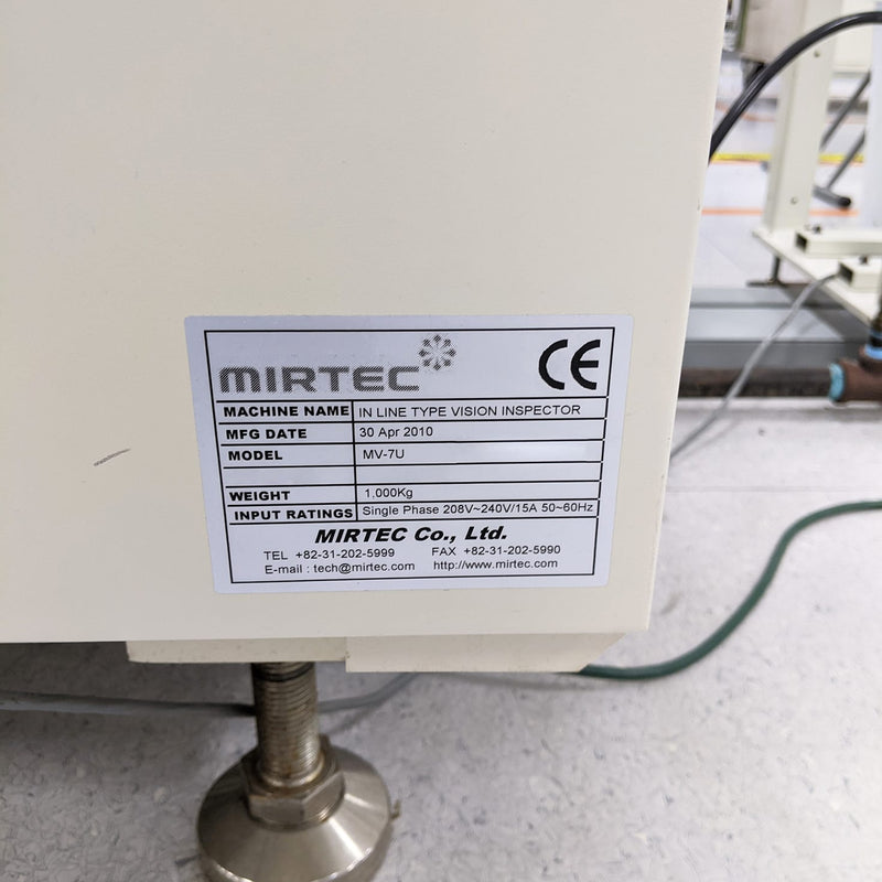 Mirtec MV 7 U In-Line Vision Inspector