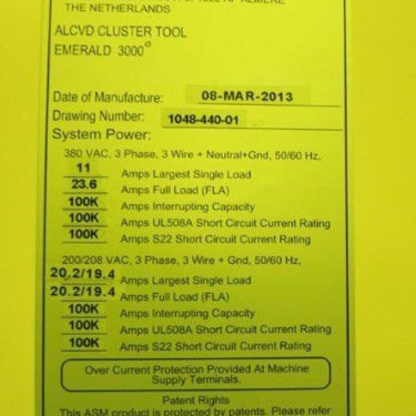 ASM EmerALD 3000 ALCD Cluster Tool