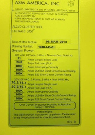 ASM EmerALD 3000 ALCD Cluster Tool
