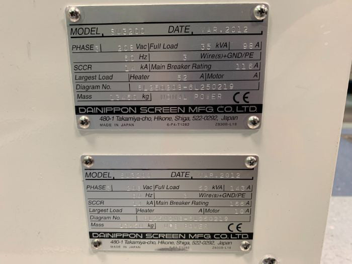 SCREEN / DNS SU 3200 Single Wafer Processing