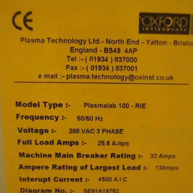 Oxford Plasmalab 100 RIE (Reactive Ion Etcher)