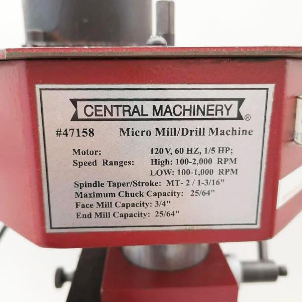 Central Machinery 47158 Micro Mill / Drill Machine