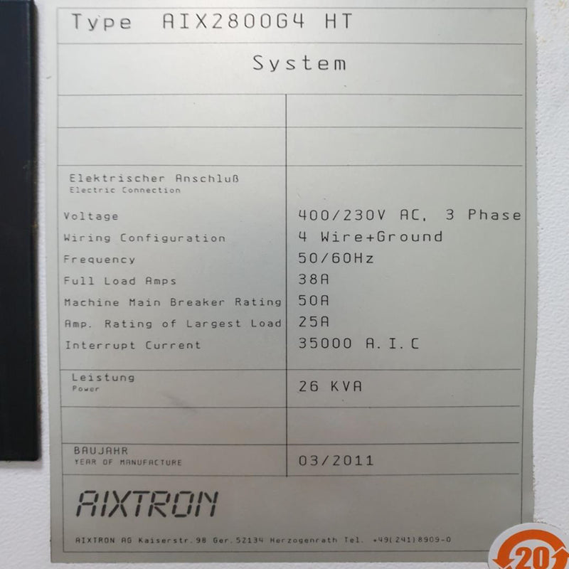 Aixtron AIX 2800 G 4 HT MOCVD (Metal Organic Chemical Vapor Deposition)