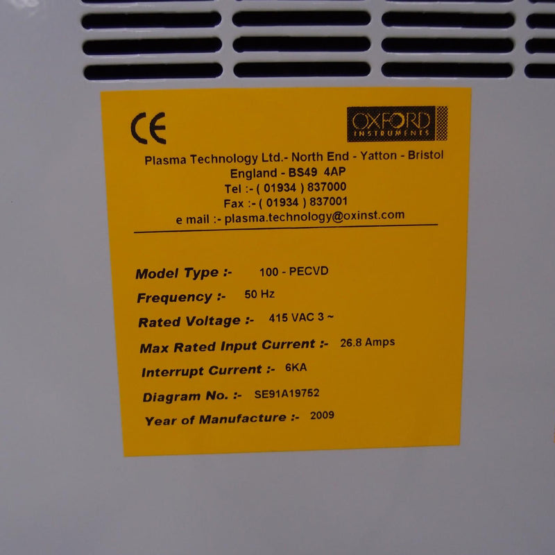 Oxford Plasmalab 100 PECVD (Plasma-Enhanced Chemical Vapor Deposition)