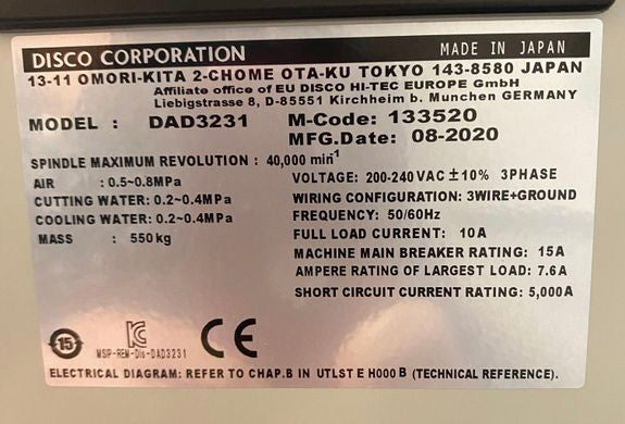 Disco DAD 3231 Automatic Dicing Saw