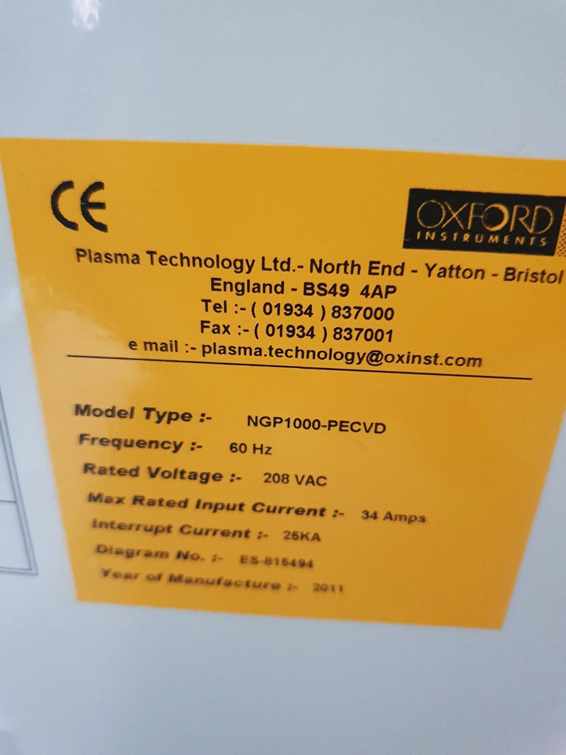 Oxford PlasmaPro NGP 1000 PECVD (Plasma-Enhanced Chemical Vapor Deposition)
