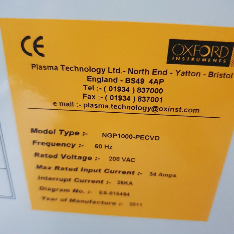 Oxford PlasmaPro NGP 1000 PECVD (Plasma-Enhanced Chemical Vapor Deposition)