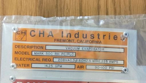 CHA Mark 50 C RH PC/PLC Vacuum Evaporator