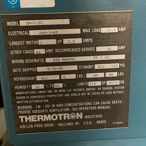 Thermotron S 5.5 C Industrial Environmental Chamber