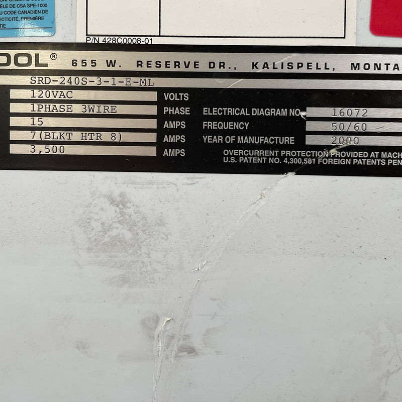 Semitool 240 S-3-1-E-ML SRD (Spin Rinse Dryer)