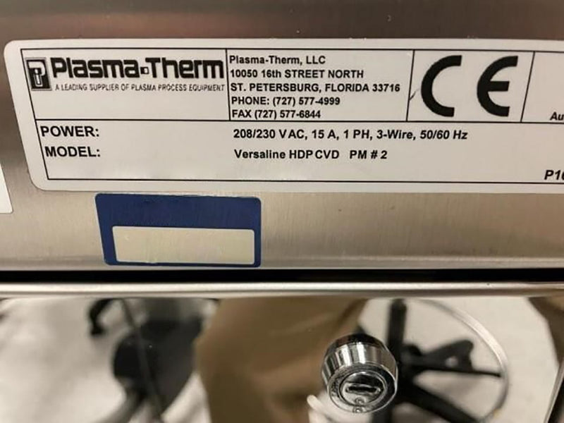Plasmatherm Versaline CVD-RIE (Chemical Vapor Deposition - Reactive Ion Etching)