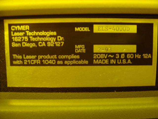 Cymer ELS 4000 D Laser System