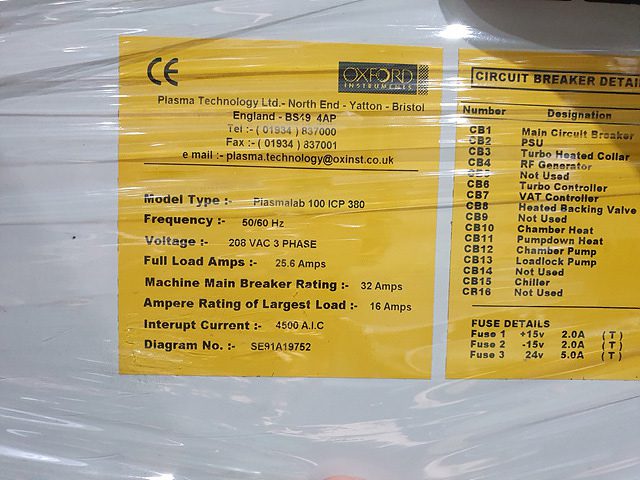 Oxford Plasmalab 100 ICP 380 Etcher