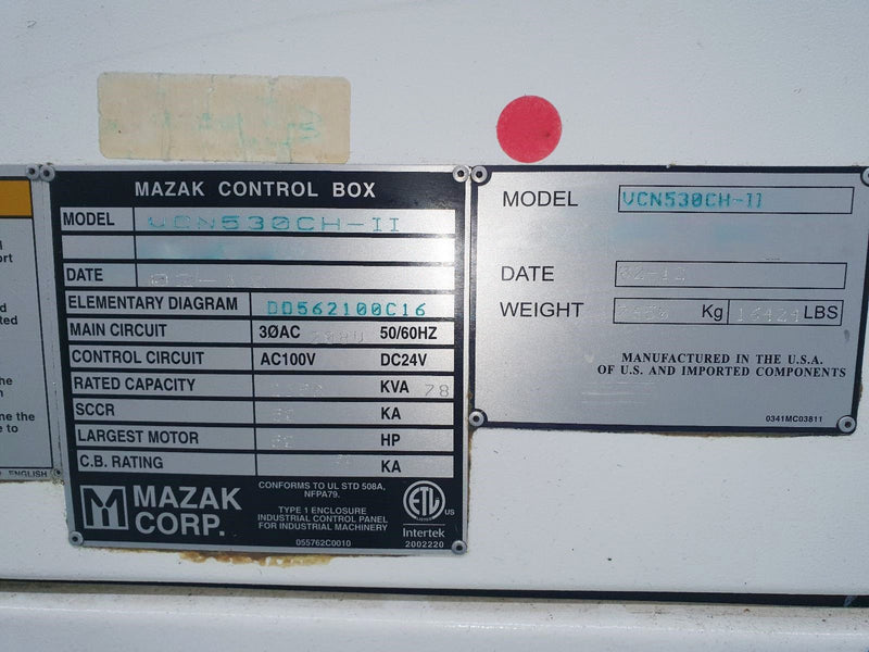 Mazak VCN 530 CH 11 CNC Vertical Machining Center
