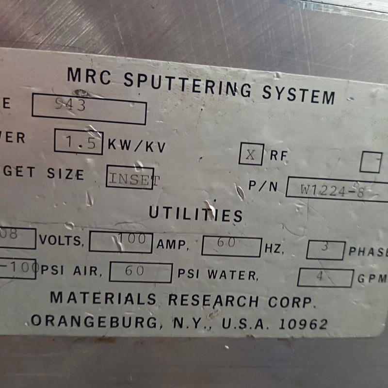 MRC 943 Sputtering System