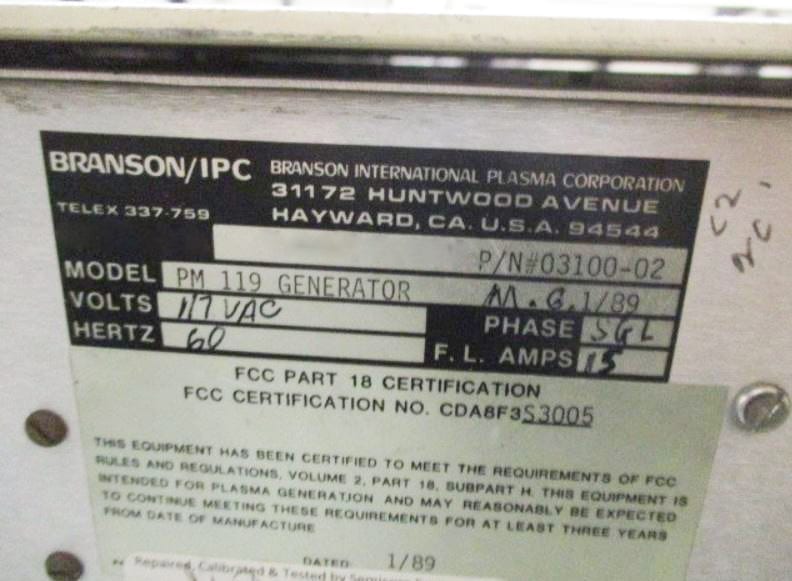 Branson IPC 3000 Series Plasma Asher