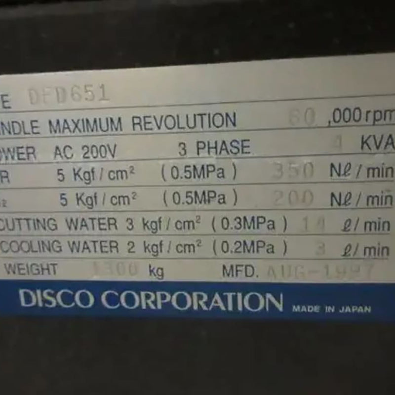Disco DFD 651 Automatic Dicing Saw