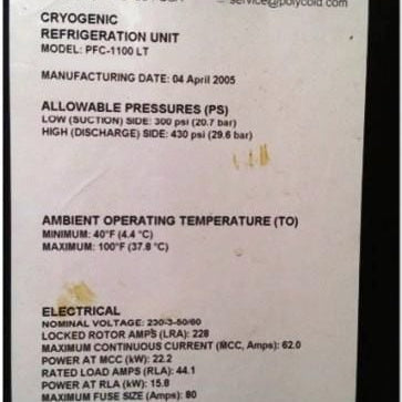 Polycold PFC 1100 LT Chiller