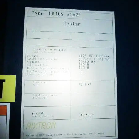 Aixtron Crius MOCVD (Metal Organic Chemical Vapor Deposition)