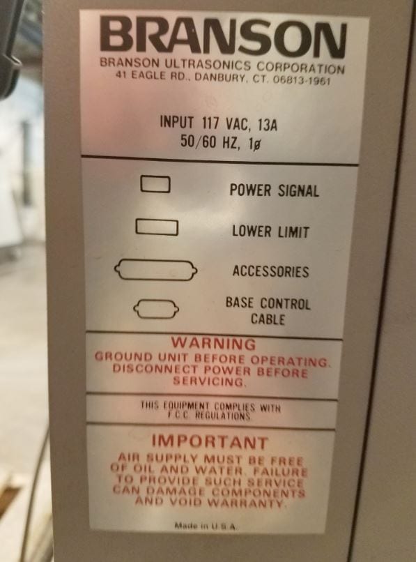Branson 910 iw Ultrasonic Welder